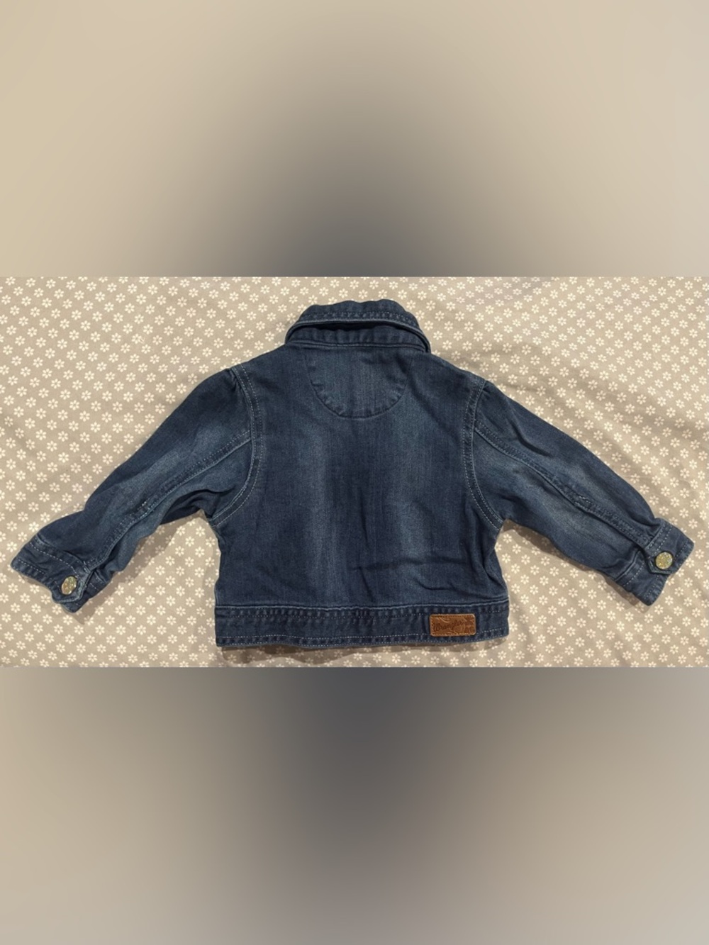 Baby Wrangler Denim Jacket Turquoise Stitching Sparkly Buttons size 0-3 - Picture 4 of 6